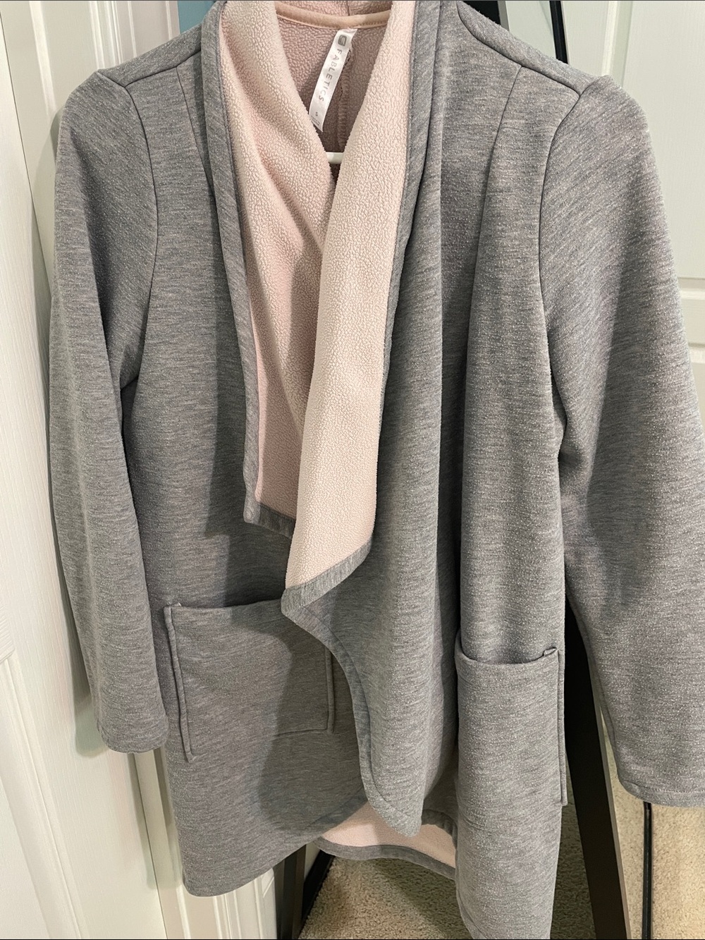 Fabletics Gray Jacket with Light Pink Lining